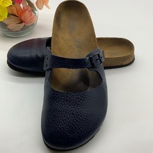 Birki Maria Navy Slip on Mule Sandal Sz 39